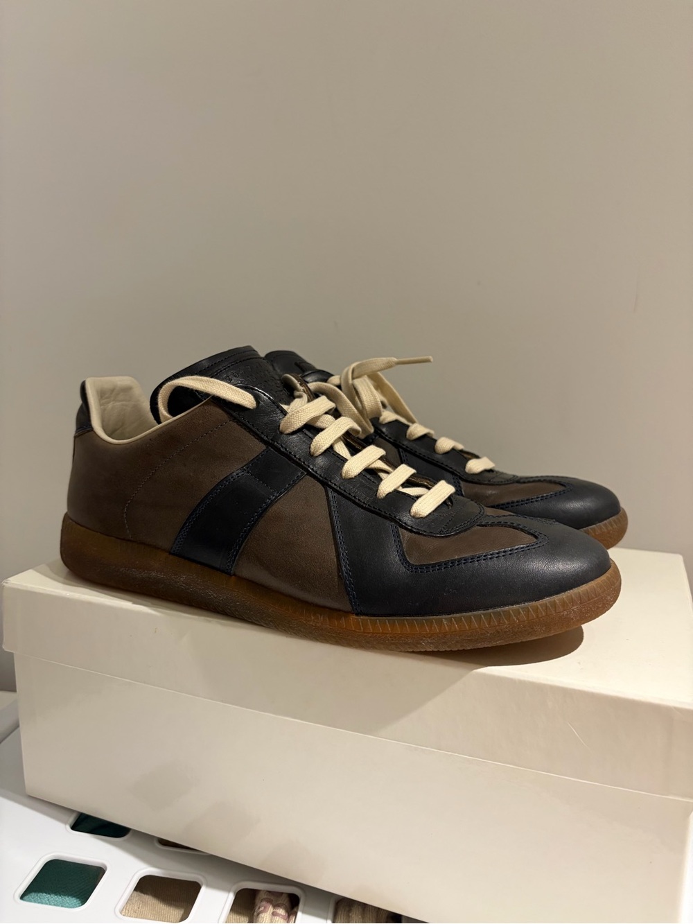 Maison Margiela Replica Leather Sneakers Brown & Black EU 41